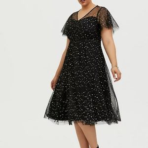 Torrid black midi dress w/ iridescent stars